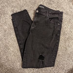 Old Navy Rockstar Mid-Rise Black Distressed Jeans, 14 Regular